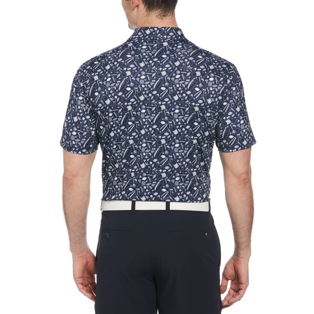 Callaway Mens Golf Polo Shirt Size XL Short Sleeve Navy Blue Cocktail Print NWT - Picture 14 of 16